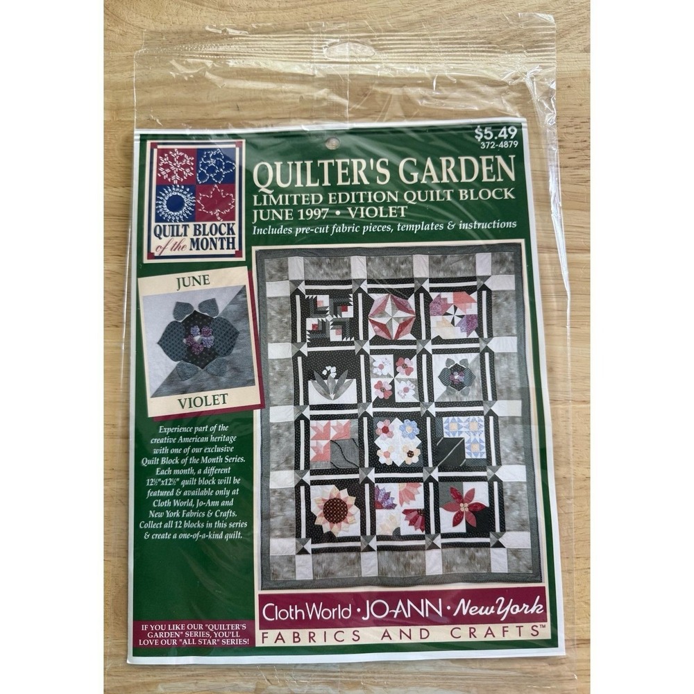 Cloth•World Joann‎ New York 97' Quilter's Garden Limited Ed. BOM June Violet